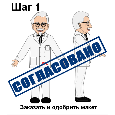 Согласованный эскиз ростовой куклы: персонаж в белом костюме и очках